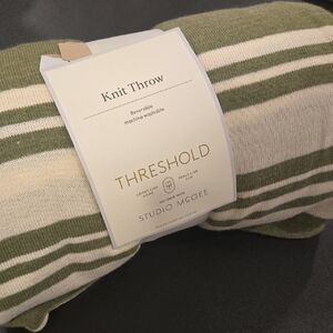 Threshold Green and White Knit Throw
